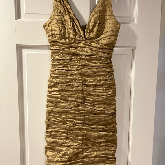 Nicole Miller Gold Size 2 Dress - Picture 2 of 7